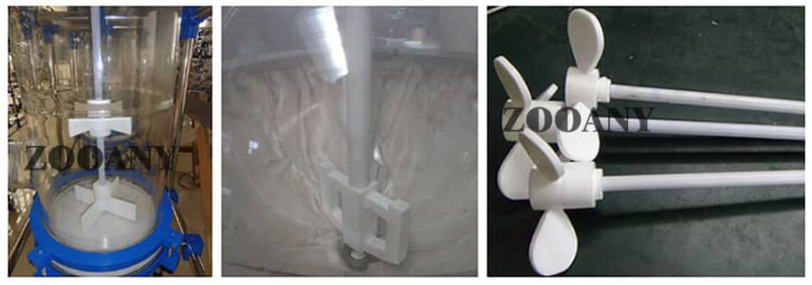 Stirring blade for jacketed glass reactor